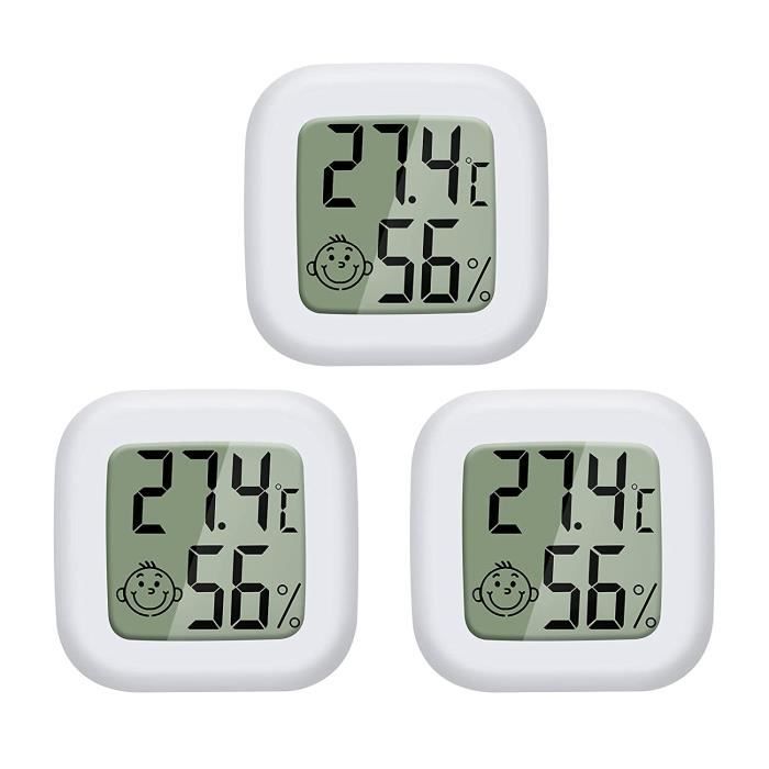 Hygromètre numérique - Haute Précision - LCD - Température - Humidité - 3 pièces