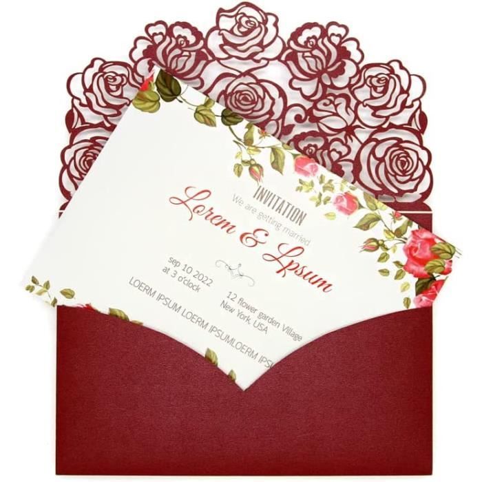 Faire-part - Invitation,Cartes D'invitation De Mariage De Poche Découpées Au Laser,enveloppe