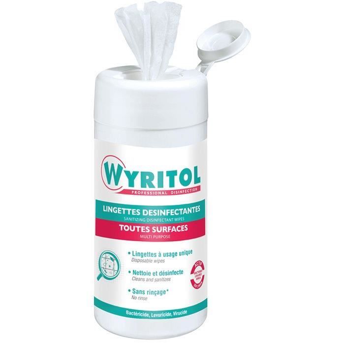 WYRITOL - Lingette désinfectante surfaces - nettoie et désinfecte - Sans rinçage -Multi usages - 120 pièces- Fabrication Française