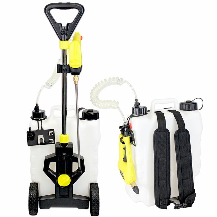 FISHTEC Pulvérisateur électrique 16L. Sur roulettes ou dorsal. Batterie rechargeable lance 40 cm. Idéal jardin et toiture