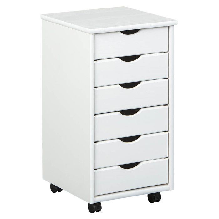 SYDNEY - Caisson 6 Tiroirs Bois Massif Vernis Blanc