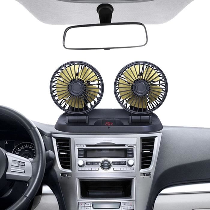 Ventilateur Voiture Double Tête Rotatif 360° - 2 Vitesses, Silencieux | Alimentation 12V Allume-cigare - 3