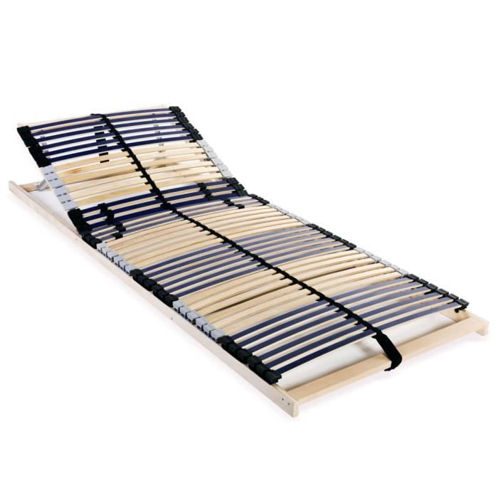 CHEZ STAR® Luxe Sommier à lattes avec 42 lattes 7 zones 80x200 cm Haut de gamme FR7630