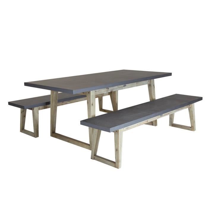 Ensemble A Diner En Beton Et En Bois Fibre Naturelle Charles Bentley Achat Vente Ensemble Table Et Chaise De Jardin Ensemble A Diner En Beton Et Cdiscount