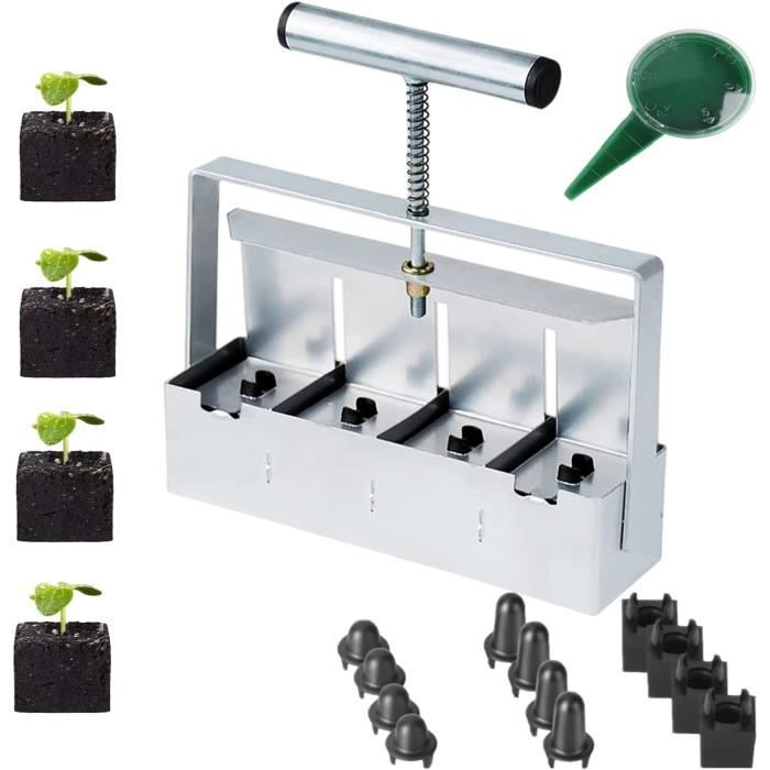 Bloc de Terreau Manuel 4pcs 5cm pour Planter des Graines, Presse Motte pour Semis Outil pour Planter des Graines de Jardin en Extéri