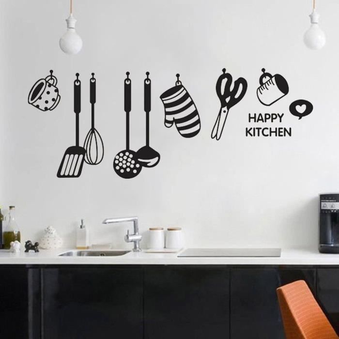 Cuisine Stickers muraux Design amusant ustensiles de cuisine décoration de la maison Restaurant réfrigérateur auto adhés CD7993