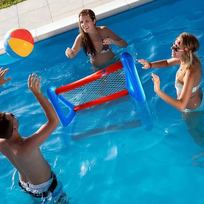 Jouets Piscine Jeux de piscine pour enfants et adultes piscine Volleyball Filet Floating Basketball Hoop pour piscine Piscine gonflable Volleyball Set & Basketball Hoop 