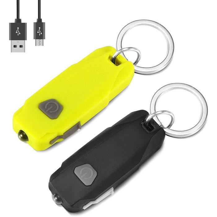 Mini Portable Lampe Lumineux Torche USB Léger Rechargeable Porte-Clés 3 Modes 