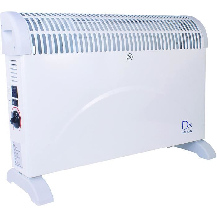 Radiateur Soufflant Drexon 2000W - Blanc - Ventilation Froide - Thermostat Mécanique - Sécurité Bascullement - 0,9 Kg