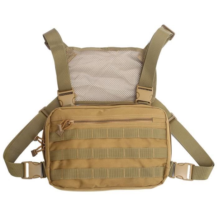 OhhGo Sac de poitrine pour homme, pochette tactique pour course à pied, sac de poitrine pour homme et femme, sac de poitrine de sport, Noir , Mode