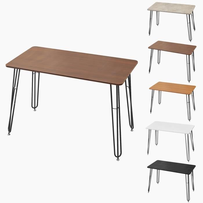 BELFOYER Table à manger Scandinave 110x60x75cm - Table avec 4 pieds en fer - Carré - Couleur bois Foncé