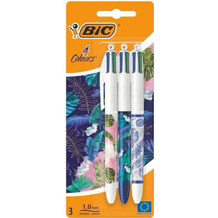 Stylo à bille - Bic - 4 couleurs - Fournitures papeterie