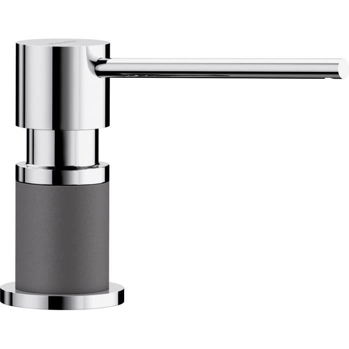 Distributeur de savon liquide vaisselle dévier à encastrer accessoire cuisine BLANCO LATO gris rocher/ chromé contenance 300ml