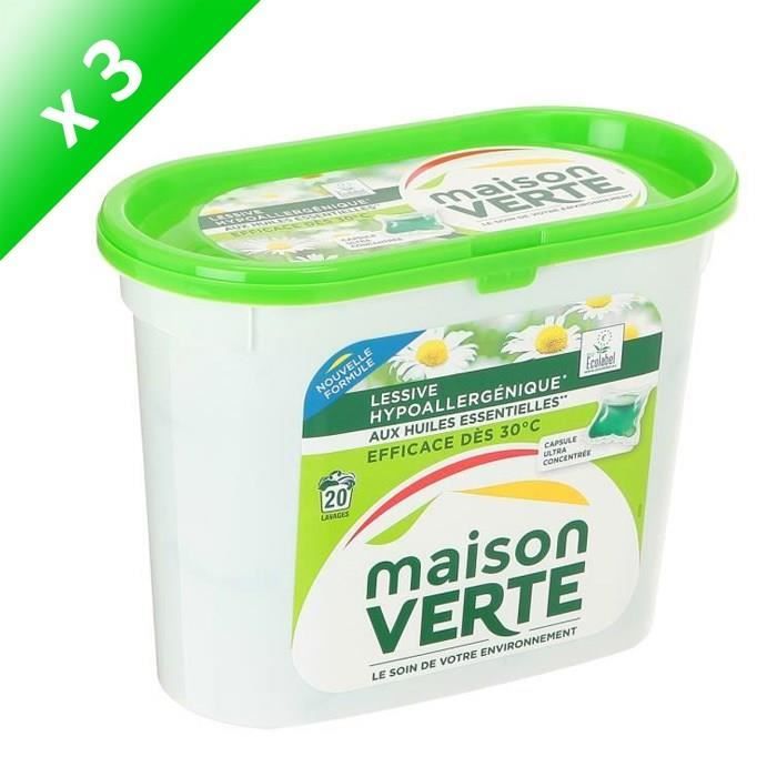 MAISON VERTE Lessive fraicheur été en capsules - Lot de 20 x 3