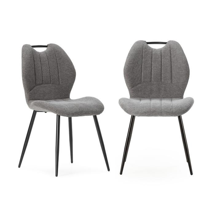 CALICOSY - Lot de 4 chaises en tissu avec pieds en métal L48 cm - NOVA - Gris anthracite CALICOSY - Lot de 4 chaises en tissu avec pieds en métal L48 cm - NOVA - Gris anthracite