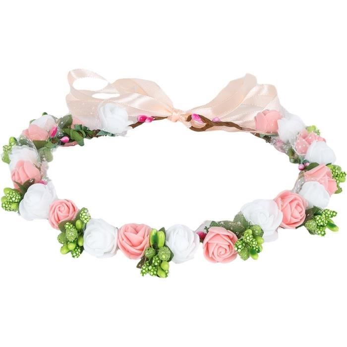 Couronne De Fleurs QUUPY Couronne Fleurs Mexicaine - Rose - Halloween/Fête Couronne De Fleurs Dia De Los Muertos