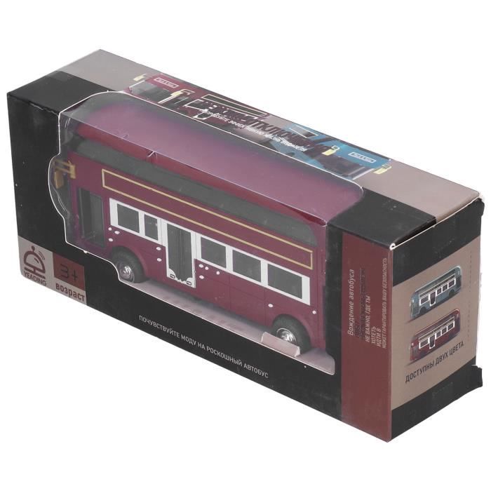 Bus Jouet Friction Rouge – Miniature Métal/Plastique 18,5 Cm – Sans Pile – Cadeau Enfant