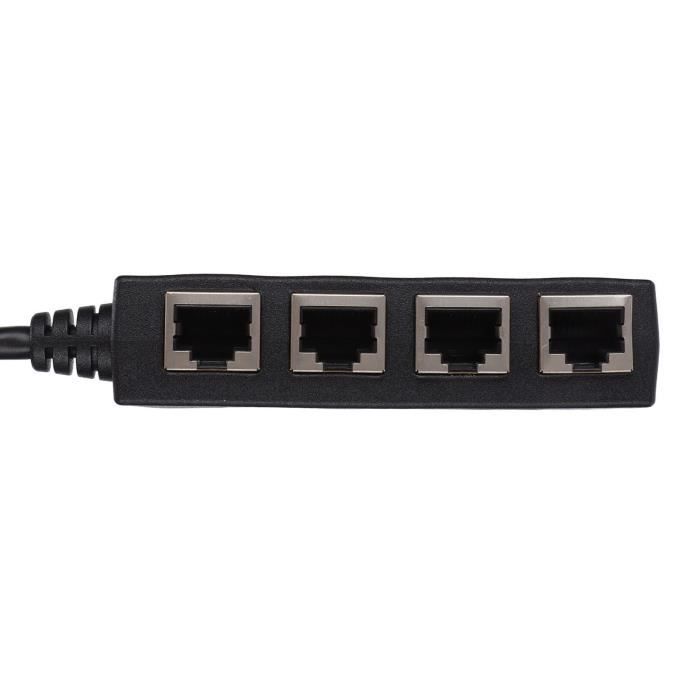 Adaptateur Répartiteur RJ45 1 Mâle Vers 4 Femelles - CAT7 Or - Pour Réseau Domestique Ou Bureau