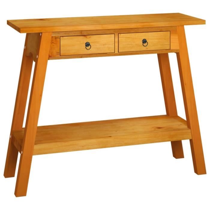 table console avec tiroirs 90x30x75 cm bois d'acajou massif-dio7611810487047