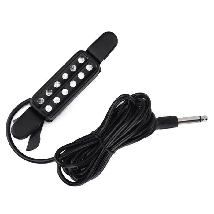 Micro De Guitare, Transducteur De Micro De Guitare Magnétique à 12 Trous Sonores Avec Accordeur De Tonalité De Volume Pour Guitare Acoustique