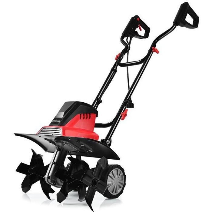 DREAMADE  Motobineuse &Eacute;lectrique 1500 W 6 Lames 22CM 400tr/min &agrave; Vide avec Roue R&eacute;glable&Poign&eacute;e Double Pliable pour Plouse Colline 