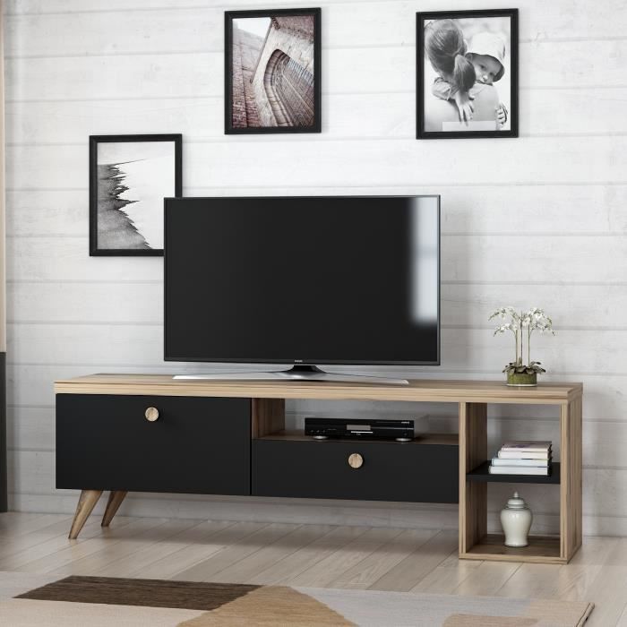 meuble tv en panneau de particules à revêtement en mélamine - emob - noir - contemporain - design