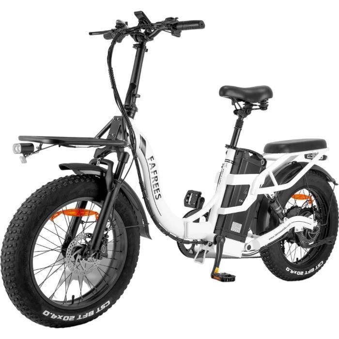 velo electrique Fafrees F20 X-Max Autonomie 140km Moteur 750W double suspension 20 pouces Fat bike Batterie 48V30Ah blanc