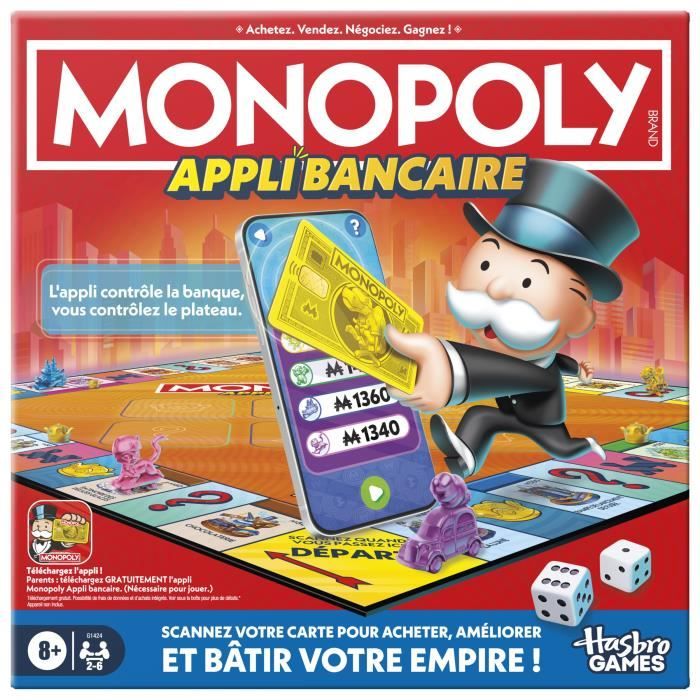 Monopoly Appli bancaire jeu de plateau avec appli pour appareil type smartphone dès