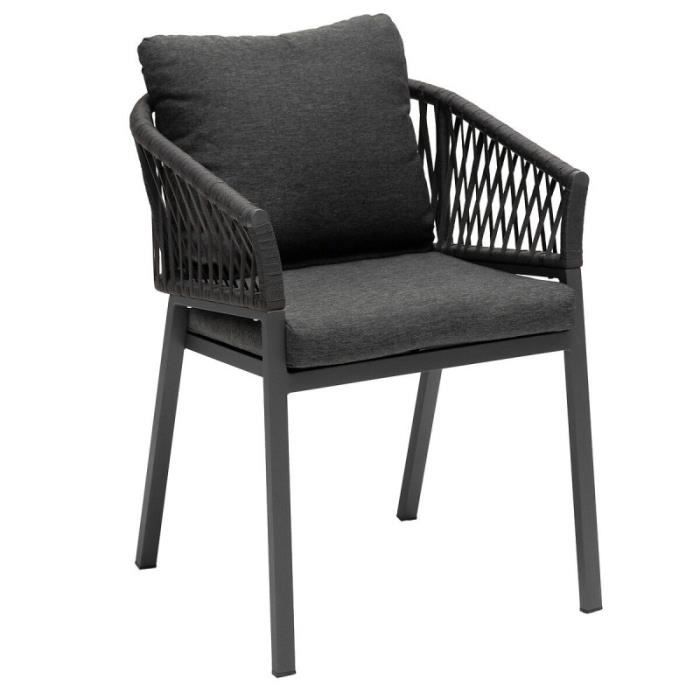 fauteuil de jardin oriengo en mailles tressées anthracite/graphite hespéride