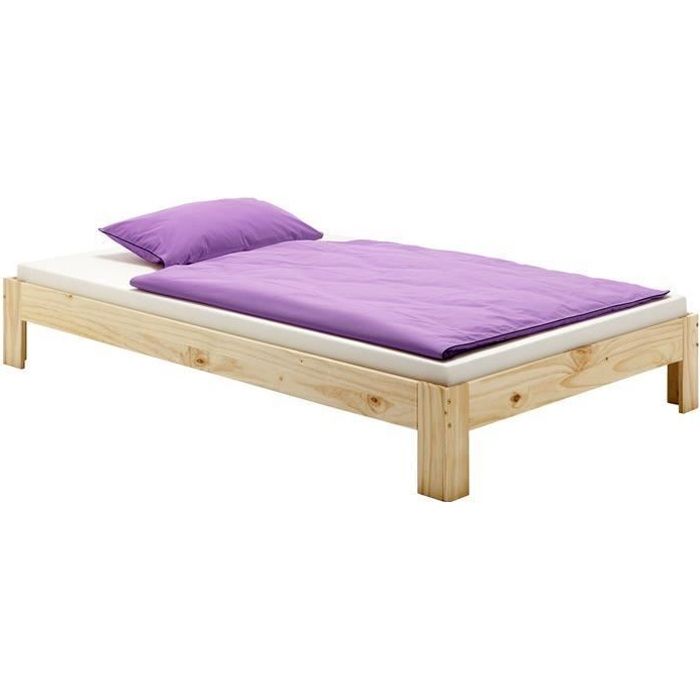 lit futon en pin massif vernis naturel - idimex - thomas - 100 x 200 cm - 1 place - sans sommier et sans matelas