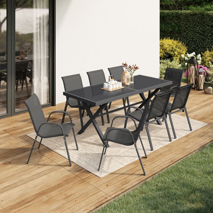IDMARKET Salon De Jardin MADRID Table Extensible 135-270 CM Et 12