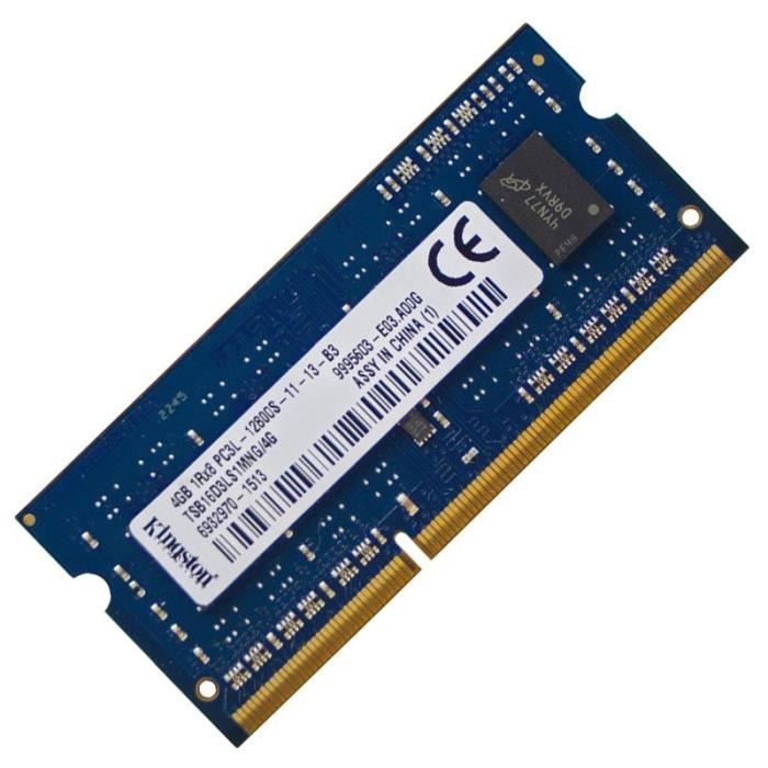 4Go RAM PC Portable SODIMM Kingston TSB16D3LS1MNG/4G PC3L-12800S