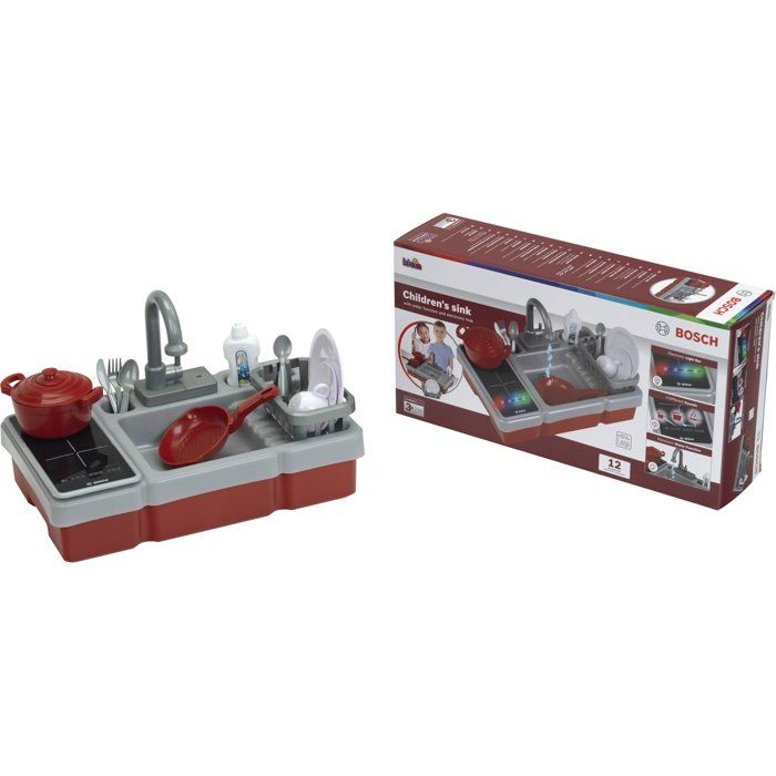 Evier de cuisine Bosch - KLEIN - 7110 - Plaque de cuisson électronique robinet fonctionnel accessoires - Dès 3 ans