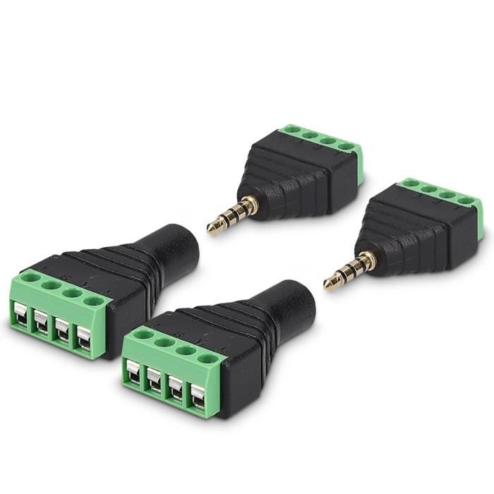 Kwmobile 2x Adaptateur Jack 3 5 Mm Terminal Block Avec Raccord Filete 4 Broches Connecteur Audio Stereo Prise Male Et Femelle Prix Pas Cher Cdiscount