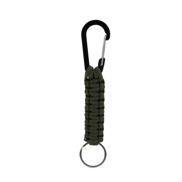 Paracord lanyard porte-clés avec 2 Mousqueton Noir