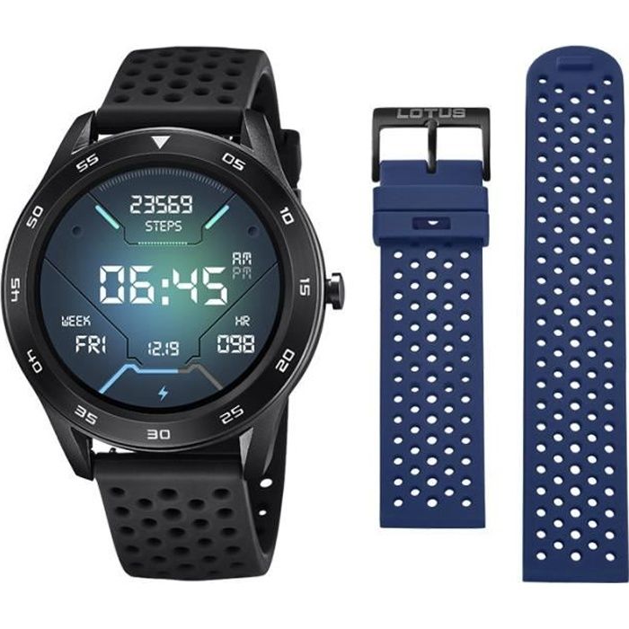 Lotus Connectée Montre Homme Bracelet silicone 50013/5 Lotus Boitier rond acier noir 47mm