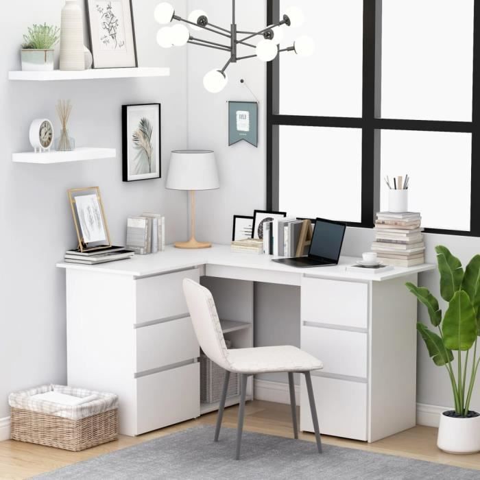 Bureau dangle - MOTHINESSTO - LY1078 - Bois dingénierie - 4 tiroirs - 2 étagères avec portes