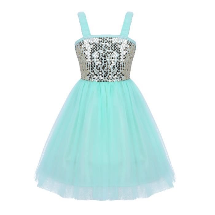 2 10 Ans Fille Robe Ceremonie Princesse Dentelle Paillettes Princesse Tutu Robe Soiree Mariage Ballet Dance Performance Vert Vert Achat Vente Robe De Ceremonie Cdiscount