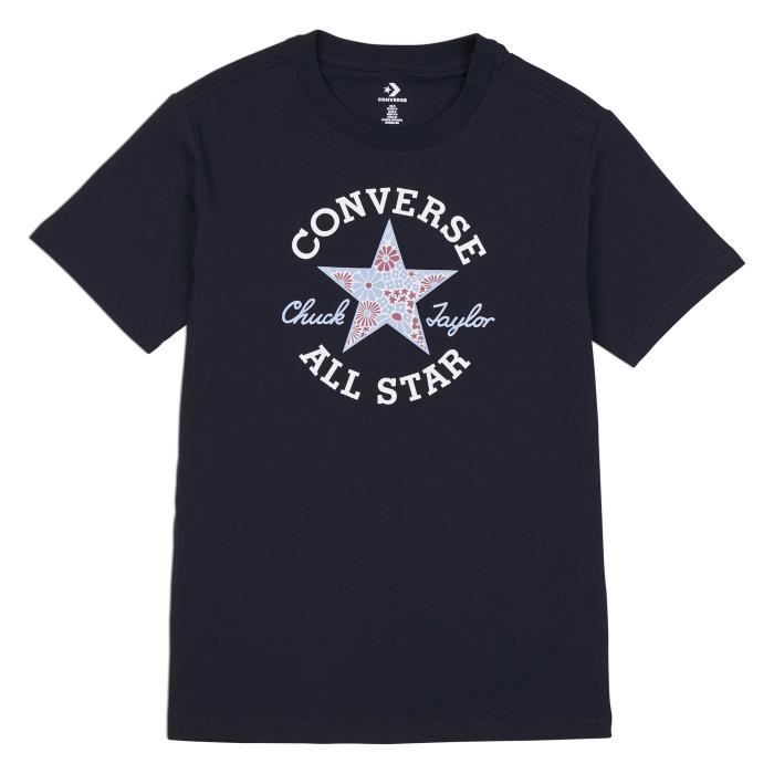Converse T-shirt pour Femme Floral Patch Noir 10026049-A03