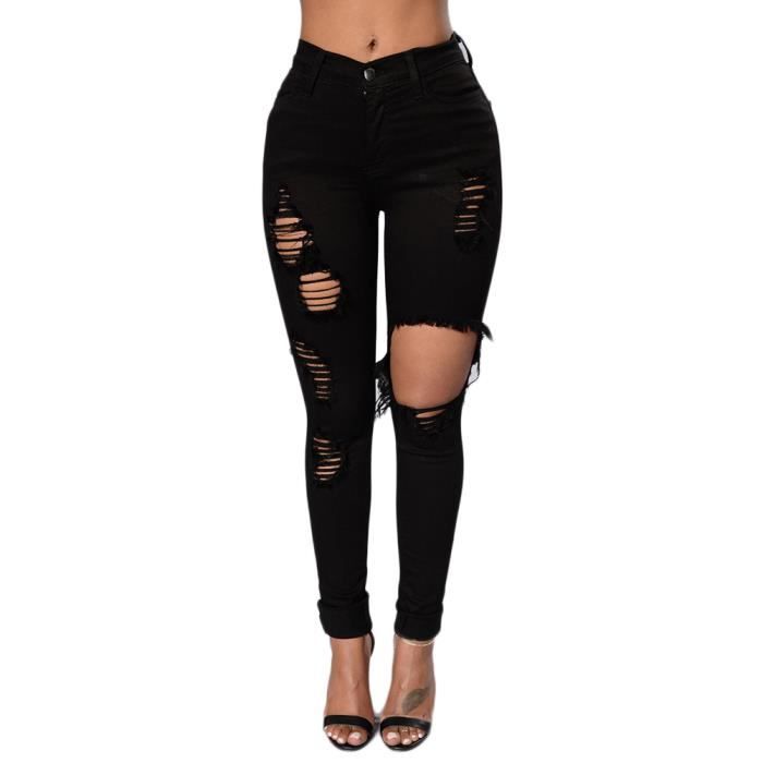 Jeans noir sales troué femme