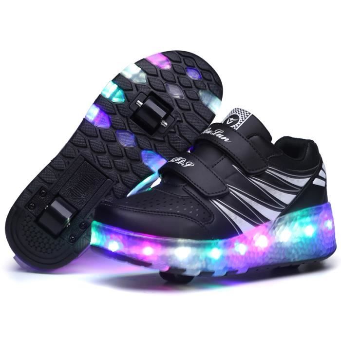 Baskets Sneakers GARÇON lumineuses à roulettes FR65DVK Black Cdiscount Chaussures