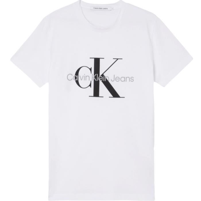 T shirt Calvin Klein Core Monogramme slim Blanc Homme