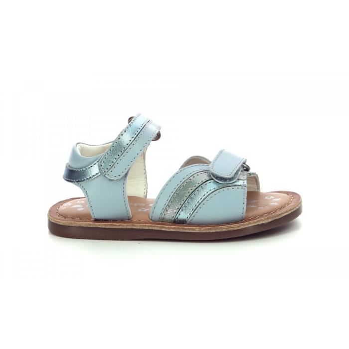 Sandales Kickers Prella Pour Fille - En Cuir, Fermeture Scratch, Semelle Plate - Style Ville Confortable