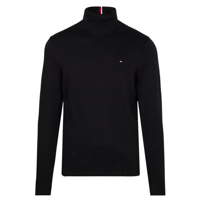 Pull en maille piquee Tommy Hilfiger noir Noir Cdiscount Pret a Porter