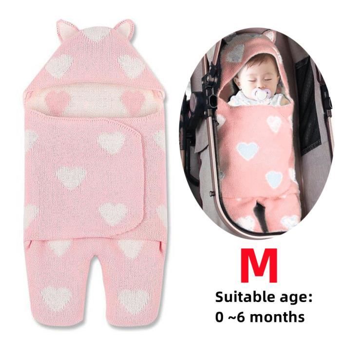 Gigoteuse Couverture d emmaillotage Turbulette en Tricot Sac de Couchage a Capuche Enveloppante pour Nouveau ne Bebe Fille Poussette Cdiscount Puericulture Eveil bebe