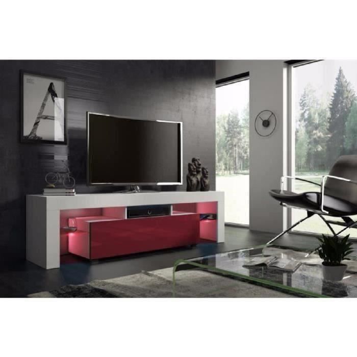 Meuble Tv Suspendu Blanc Laqué 160 Cm Meuble Tv 160 Cm Blanc Mat Et Bordeaux Laque Avec Led Rgb Achat Vente Meuble Tv Meuble Tv 160 Cm Blanc Mat Soldes Des Le 15 Juillet Cdiscount