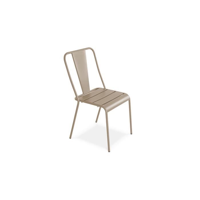 chaise de jardin bistrot - 44 x 49 x 83,5 cm - acier - oviala - taupe