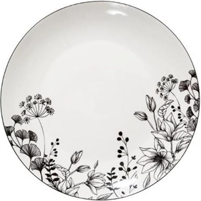 Lot de 6 Assiettes Plates White Floral 27cm Blanc - Cdiscount Maison