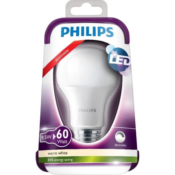 PHILIPS Ampoule LED E27 9,5W équivalence 60W Cdiscount Bricolage