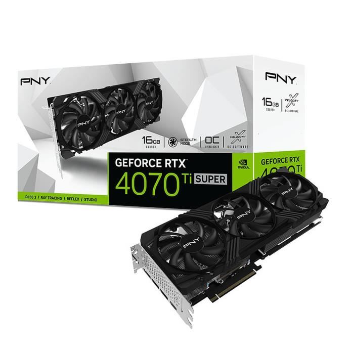 PNY GeForce RTX 4070 Ti SUPER 16GB VERTO OC - 16 Go GDDR6X - HDMI/Tri DisplayPort - DLSS 3 - PCI Express (NVIDIA GeForce RTX 4070 Ti